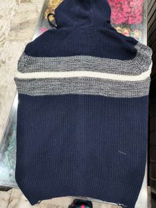 Men's Blue Striped Knit Hoodie