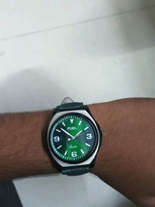 Stylish Green Leather Strap Watch