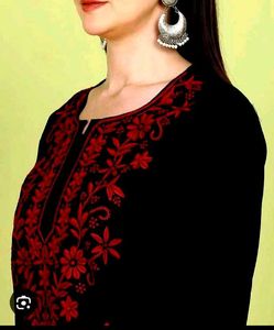 Black Kurta with Red Embroidery