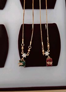 Pink Stone Gold Chain Necklace