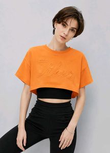 Orange Cropped "Cool Vibes" T-Shirt