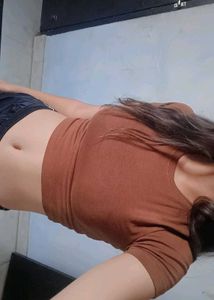 brown crop top