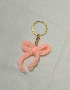 Handmade Pink Bow Keychain