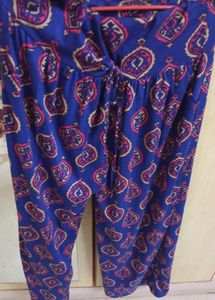 Blue Colour Flared Palazzo With Pockets On Both The Sides With 39" Height