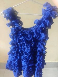 Boho Crochet Ruffle Blue Bag