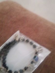 Black Beaded Bracelet with Evil Eye Charm