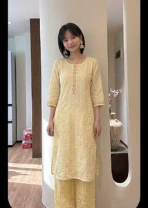 Chic Yellow Embroidered Kurta Set