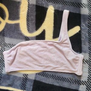 Lavender Textured One-Shoulder Bikini Top