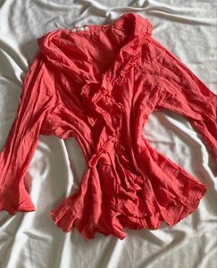 Aesthetic Orange ruffle top