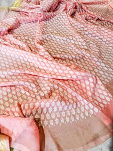 100% Pure silk peach Khaddi Georgette