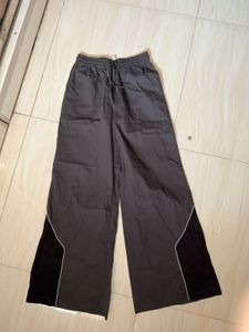Grey Wide Leg Track Pants