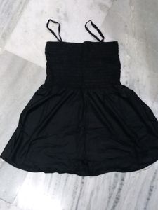 Black mini stretchable umbrella cut dress