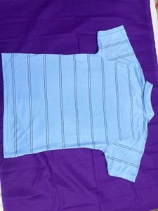 Light Blue Striped Polo Shirt