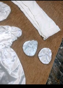 White Satin Baby Dress Set
