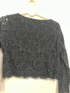 AND Black Lace Long Sleeve Top