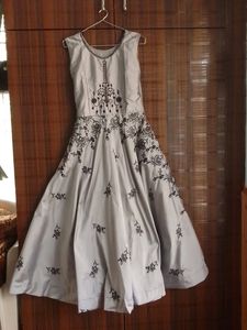Silver With Black Embroidery Gown