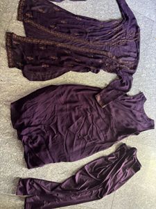 Elegant Embroidered Purple Kurta Set