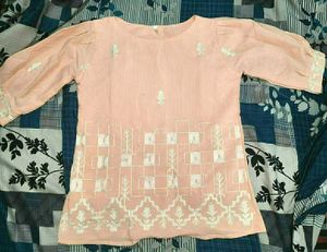 Peach Embroidered Kurta