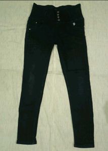 High-Waisted Black Skinny Jeans