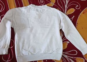 White Sweatshirt with Sequin Heart