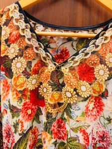Bohemian Floral Print Kaftan Gown
