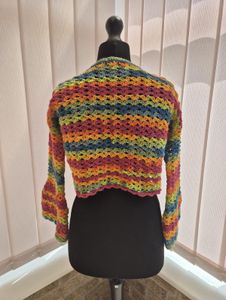 Colorful Crochet Bell Sleeve Crop Top