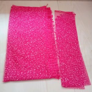 Self Design Net Saree (Pink)