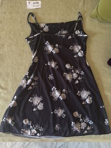 Black Floral Print Mini Dress