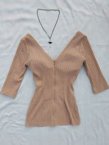 🍄‍🟫🍂hot Nude Padded Wrap Up Top