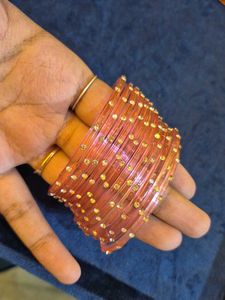 Traditional Raindrop Glass Bangles with Gold Bead