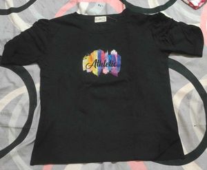 Black "Athletic" Graphic T-Shirt