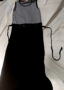 Striped Top &amp; Black Maxi Dress Combo