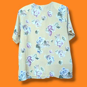 Chic Floral Print Button-Up Blouse