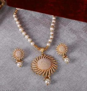 Sun Motif Pearl Necklace &amp; Earrings Set