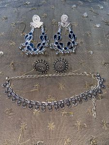 Oxidized Silver Ethnic Jewellery Set
