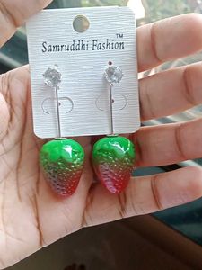 Green Strawberry Earrings
