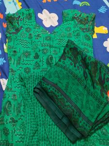 Green Printed Salwar Kameez Set