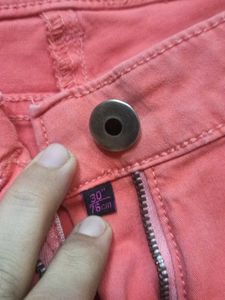 coral denim shorts by ginger