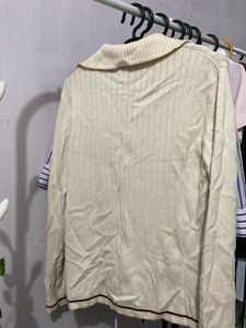 Cream Collared Knit Sweater