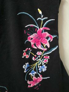 Black Embroidered Bodysuit