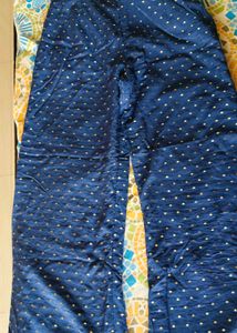 Elegant Blue Palazzo Pants with Gold Dots