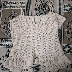 White Crochet Halter Neck Top