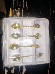 Set of 4 Ornate Gold Spoons