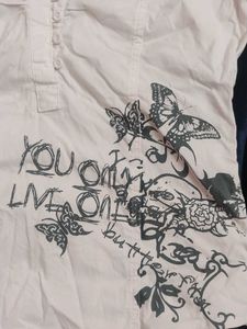 yk2 white Graphic Print Tunic Top