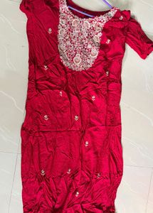 Embroidered Red Kurta