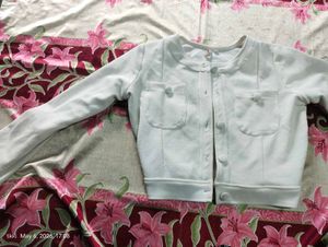 White Textured Cropped Jacket