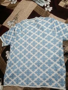 Cute Blue &amp; White sequence shimmery Tee