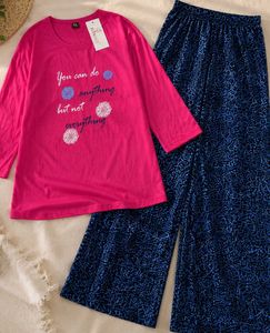 Brand New Pink & Blue Plazo Set | Never Worn | Siz