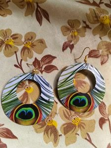 Peacock Feather Hoop Earrings