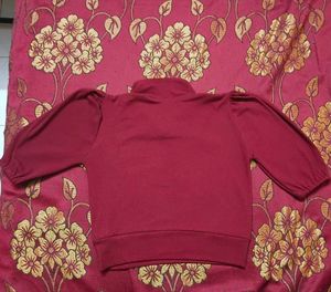 Chic Maroon Bow Collar Top